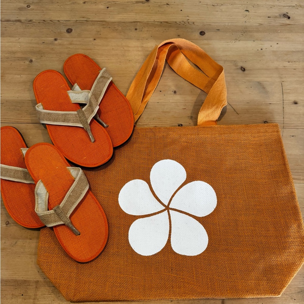 Mauna Kea ~ Beach Tote Bag with flip flops